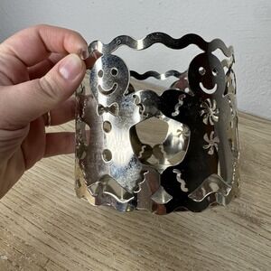 Slatkin & Co Silver Metal Candle Holder Gingerbread Christmas 3-Wick Bath & Body
